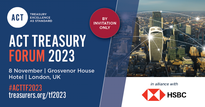 ACT Treasury Forum 2023 banner image of London skyline and HSBC logo