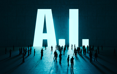 people walking towards A.I