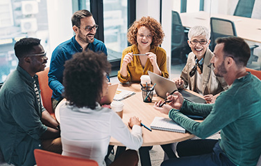 people talking about AI in a meeting