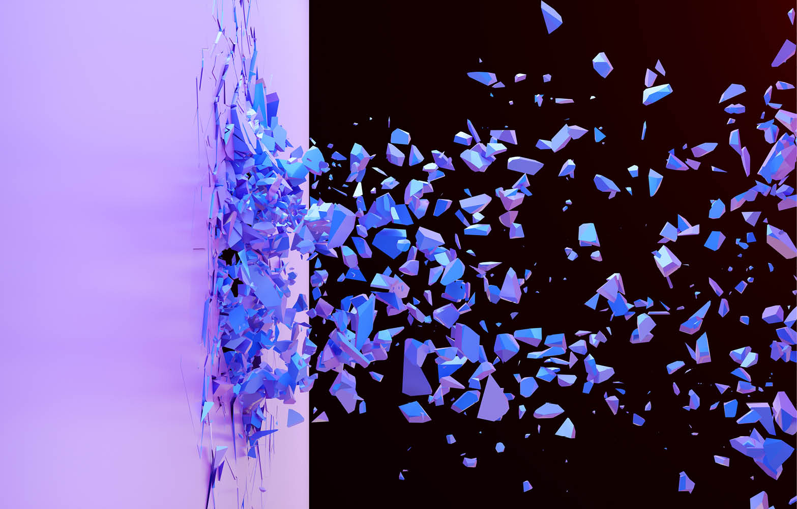 Pieces breaking up and fragmenting concept
