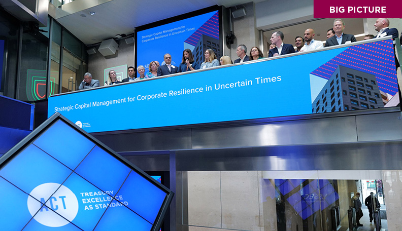 ACT members watch the iconic market close ceremony at the London Stock exchange’s Paternoster Square headquarters.