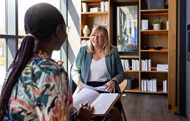 Two people in a job interview