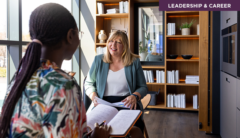 Woman interviews another woman