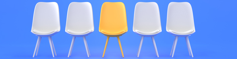 recruitment blog web banner for treasurers in 2023 showing a row of chairs