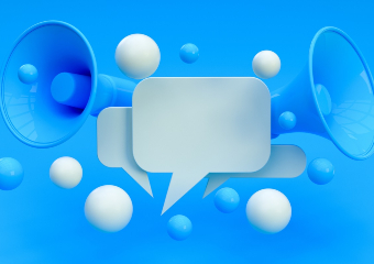 Illustration of megaphones and speech bubbles