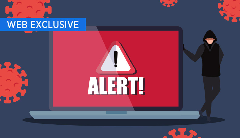 hacks.jpg alt=”Illustration of a hooded figure standing next to a giant laptop screen displaying an ‘ALERT!’ sign”