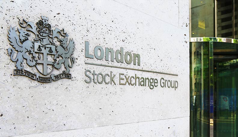 Image of the London Stock Exchange Group logo on the side of its building