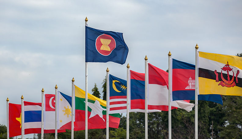 Image of flags of nations in the ASEAN trading bloc