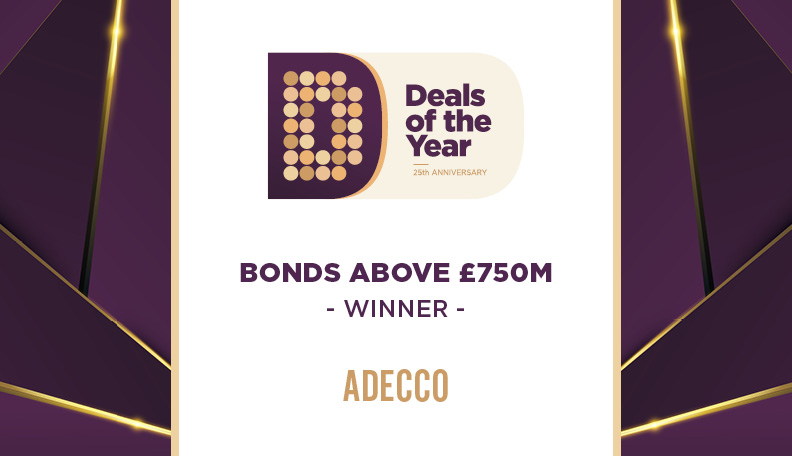 Image of DoTY badge announcing Adecco as the winner