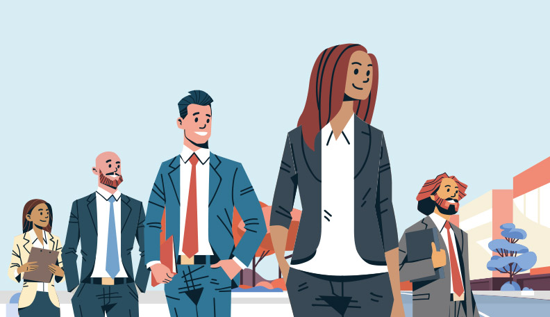 Illustration of group of diverse professionals