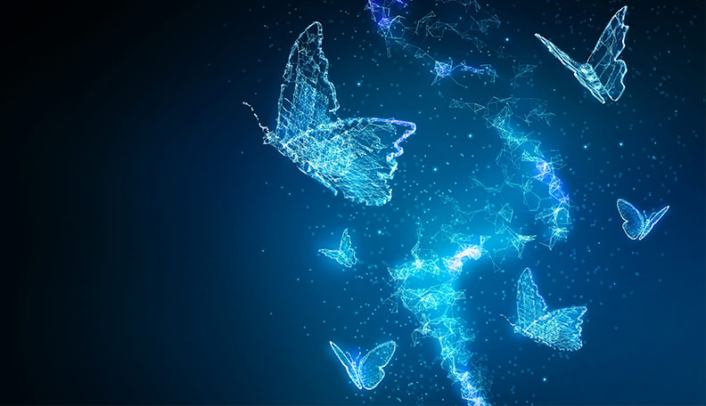 Illustration of digitalised butterflies