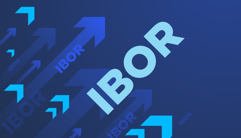 Blue illustration of the word ‘IBOR’ repeated beside arrows all pointing upwards