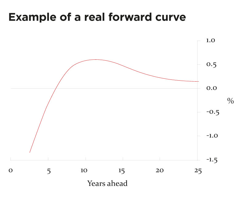 Example of a real forward yield curve