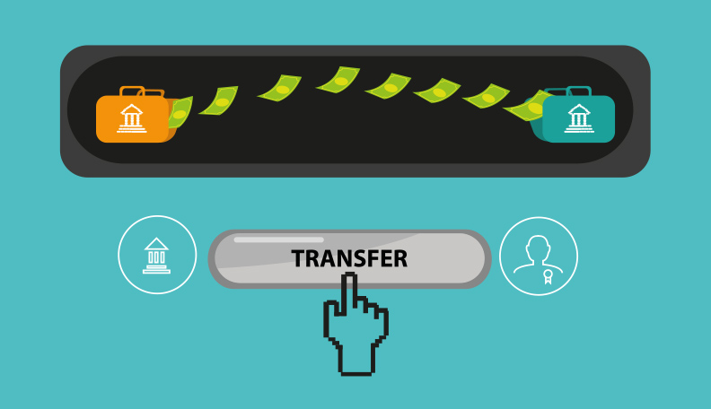 Illustration of a computerised money transfer