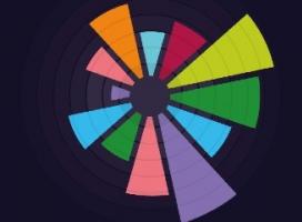 Image of coloured segments radiating from a central point
