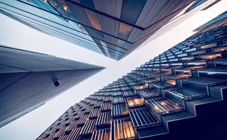 What is treasury concept showing an image of buildings to represent global finance